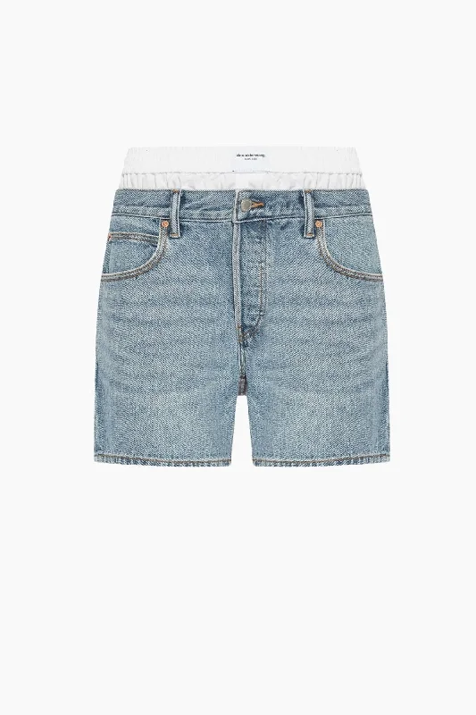 Alexander Wang Loose Boxer Denim Shorts - Vintage Faded Indigo