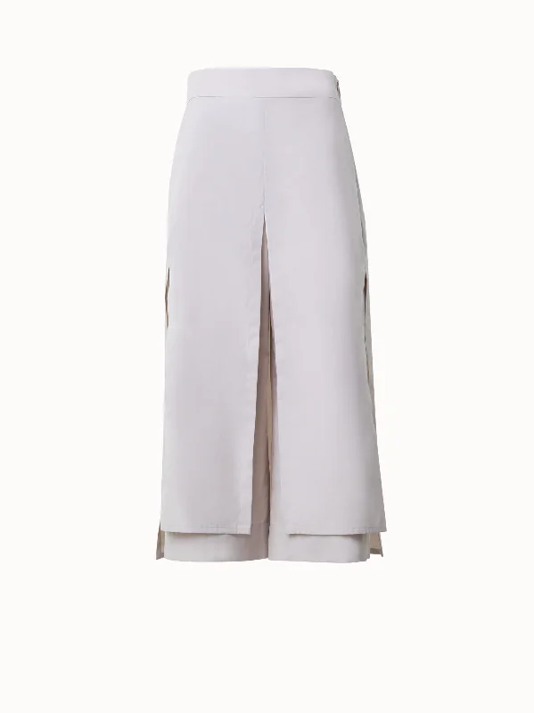 Cropped Cotton Poplin Layered Pants