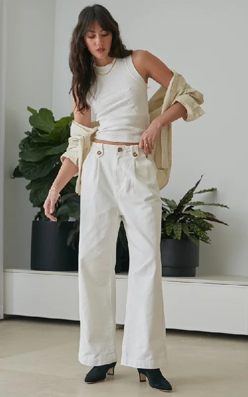 Reina Ivory Boyfriend Twill Pants