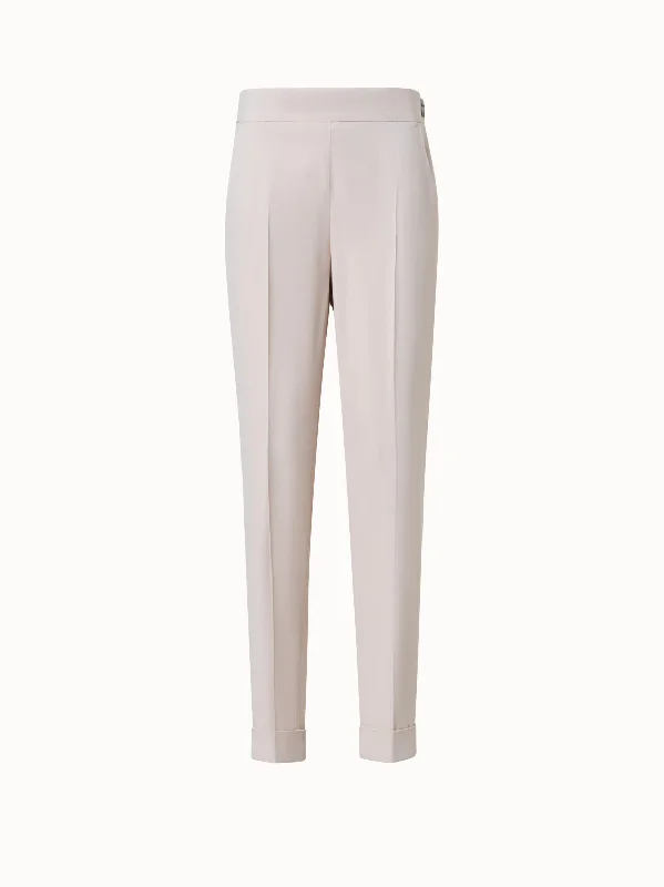 Tapered Crêpe Pants with Elastic Back