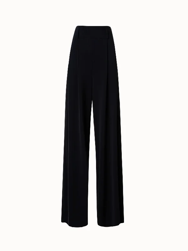 Wide Leg Pant in Wool Gabardine Blend