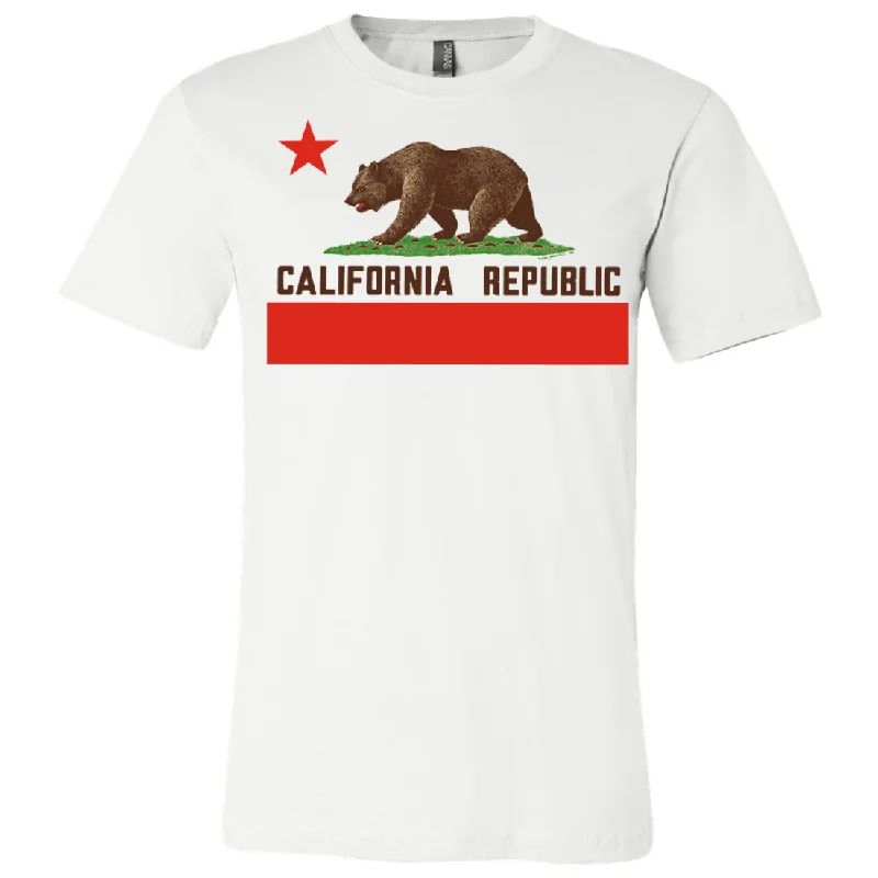 Don Pimentel California Republic Bear Flag Brown Text Asst Colors Mens Lightweight Fitted T-Shirt/tee