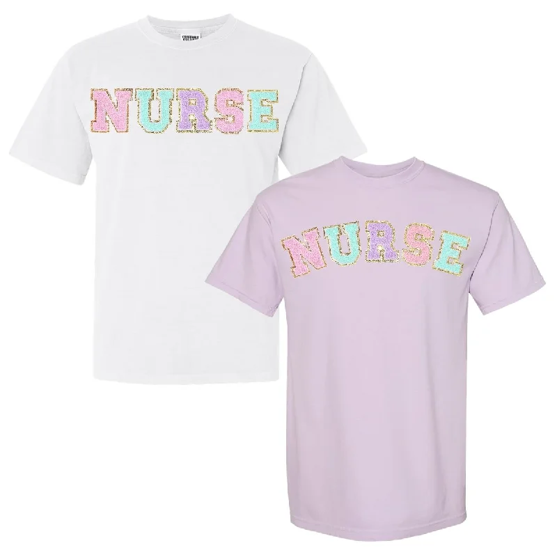 Nurse Colorful Letter Patch Comfort Colors T-Shirt