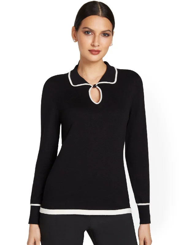 Collared Keyhole Sweater