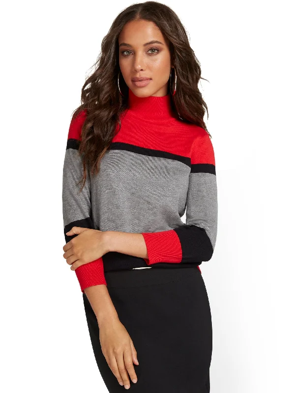 Colorblock Turtleneck Sweater