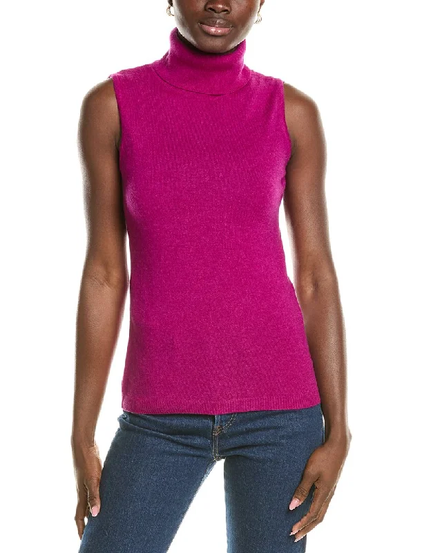 Forte Cashmere Sleeveless Turtleneck Cashmere Sweater