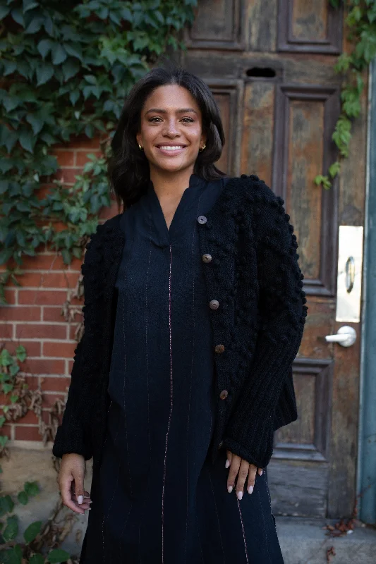 Hand Knit Nepali Wool Jill Sweater in Black