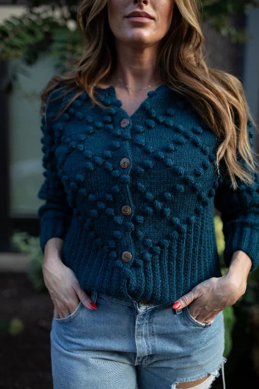 Hand Knit Nepali Wool Jill Sweater in Midnight Blue - Pre-Order 2/15