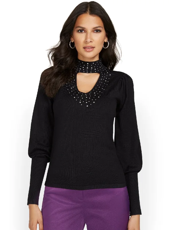 Heatset Studs Cut-Out Sweater