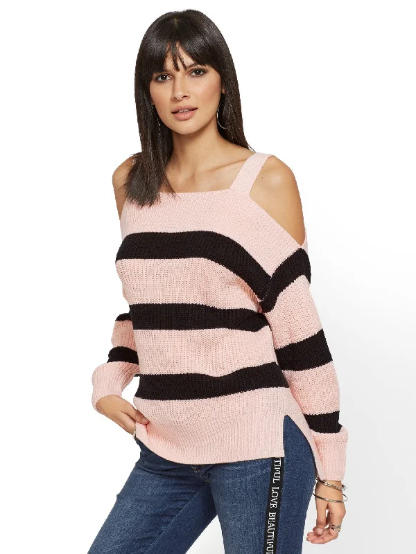 Stripe Off-The-Shoulder Sweater