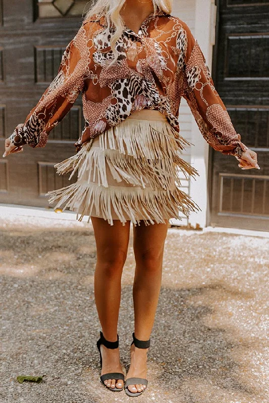 Country Road Faux Leather Skirt In Gold