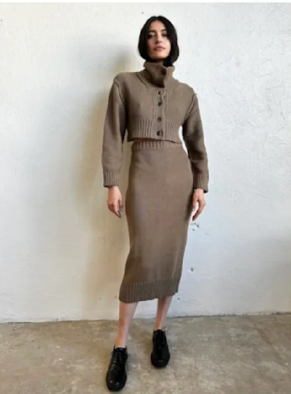 Marie Knit Skirt ~ Khaki