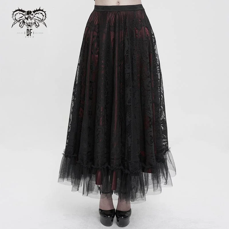 Women's Gothic Lace Layered Draped Skirt