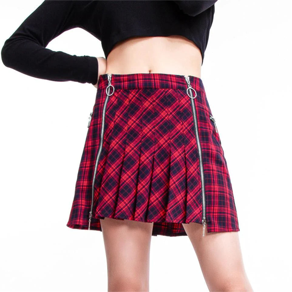 Women's Grunge Plaid Pleated Skirt