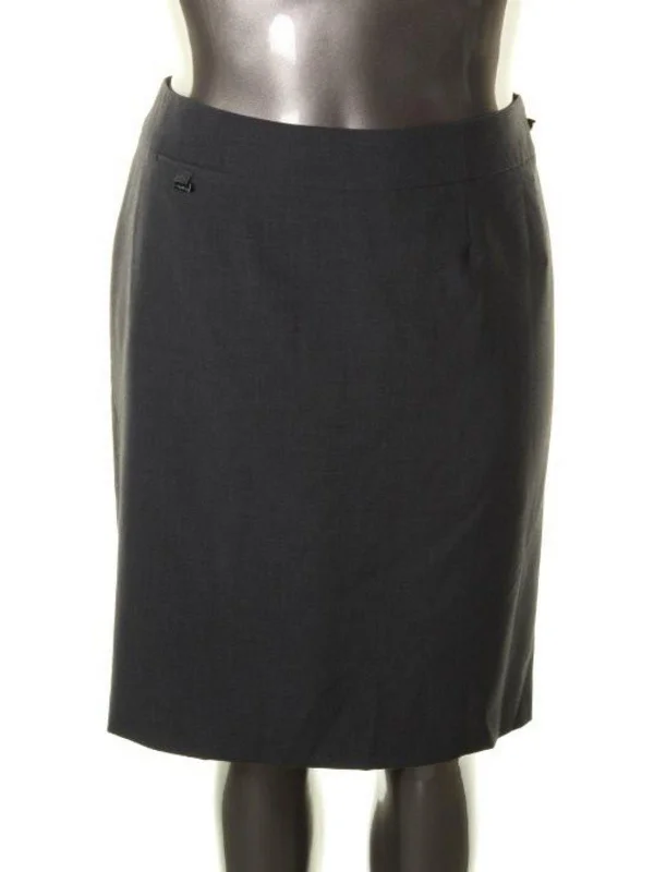 Womens Heathered Lined Pencil Skirt