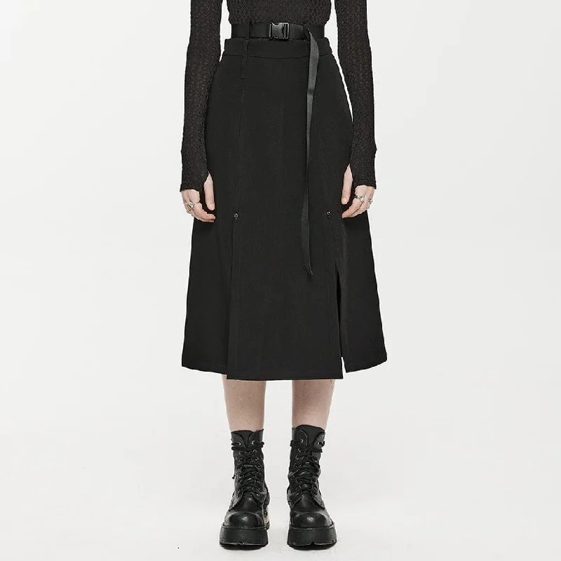 Women's Punk A-line Split Skirt with Belt