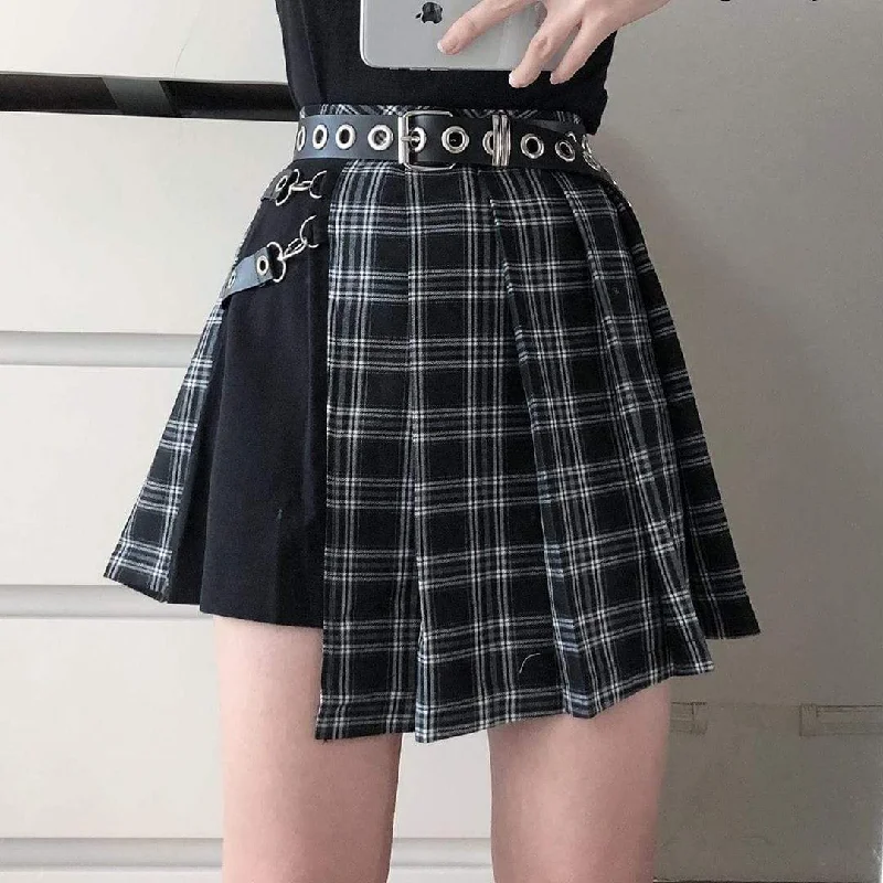 Women's Tartan Pleated Punk Skirt