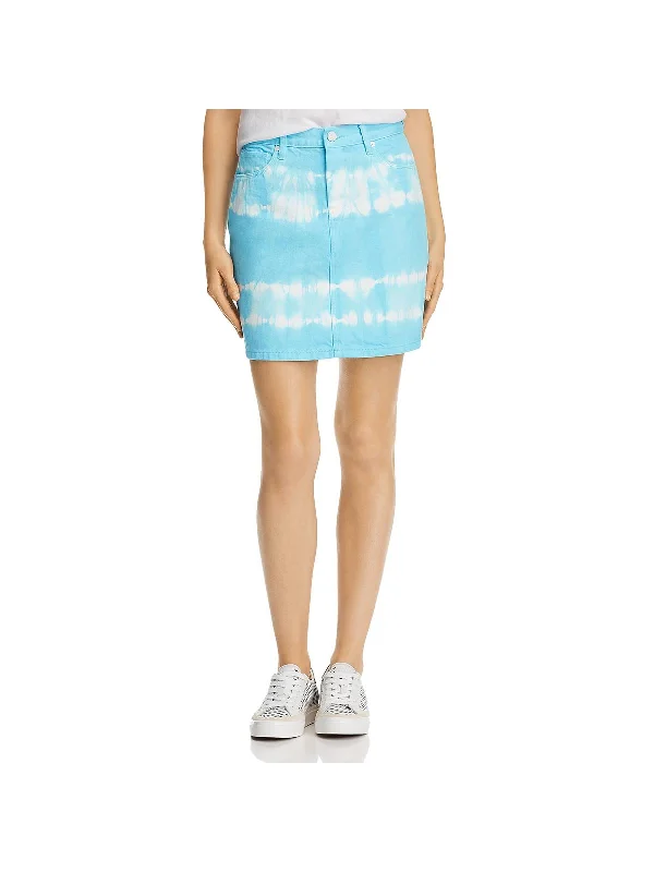 Womens Tie-Dye Short Denim Skirt