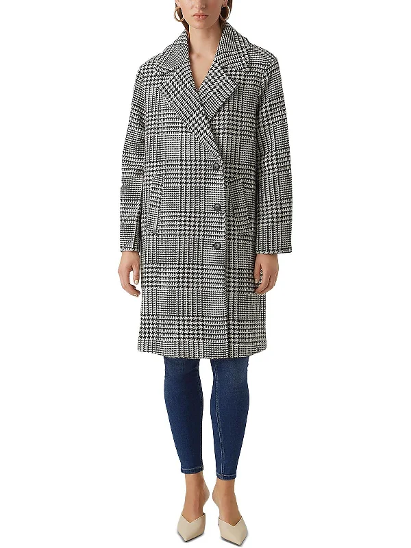 Hanna Womens Houndstooth Long Walker Coat