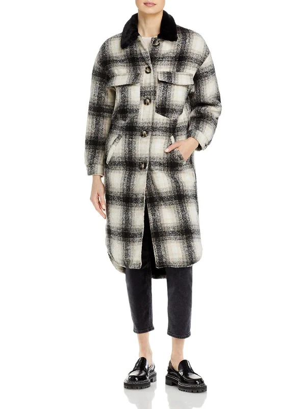 James Womens Faux Fur Lined Long Walker Coat