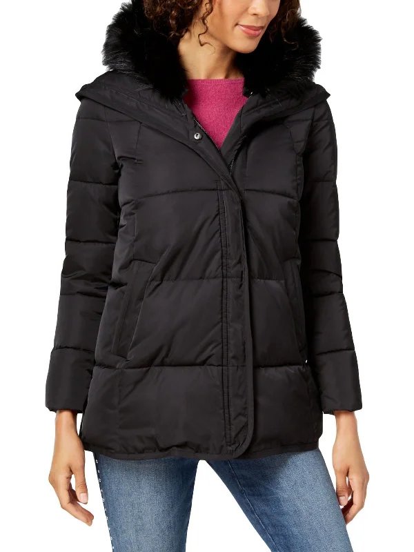 Morgan Womens Quilted Puffer Parka Coat