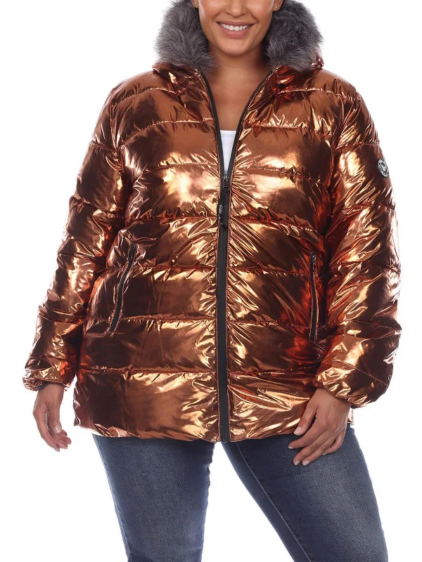 Plus Womens Faux Fur Cold Weather Puffer Jacket