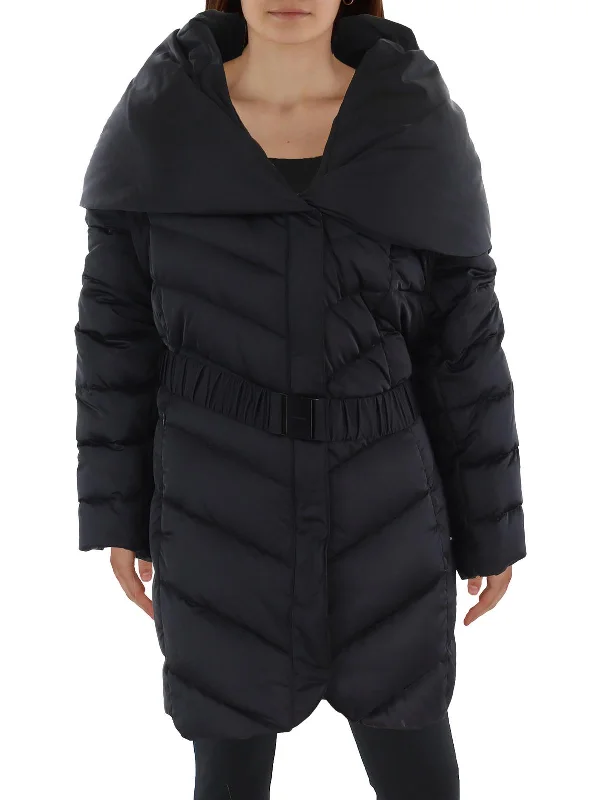 Plus Womens Insulated Shawl Collar Quilted Coat