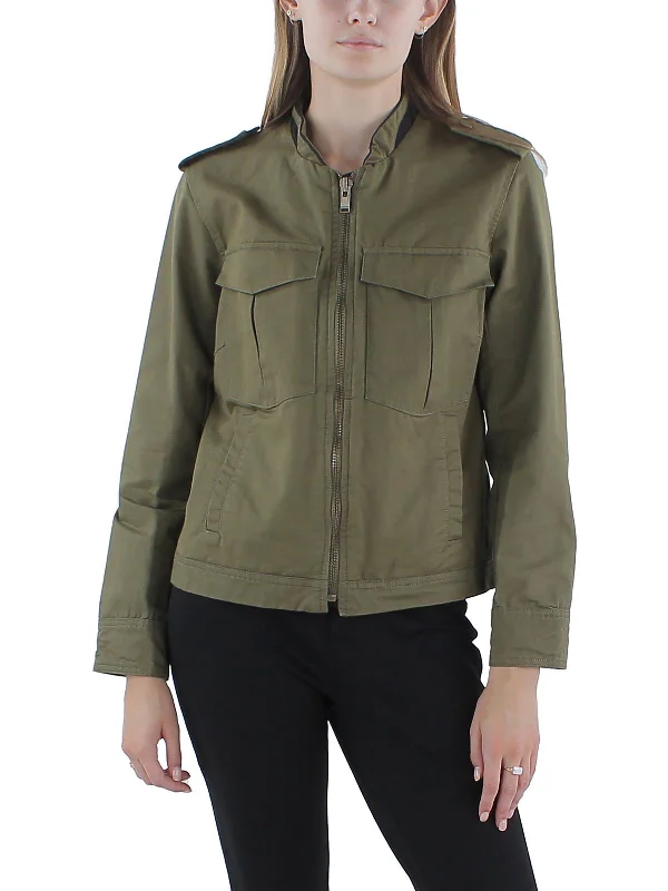 Skull Womens Military Embellished Shirt Jacket