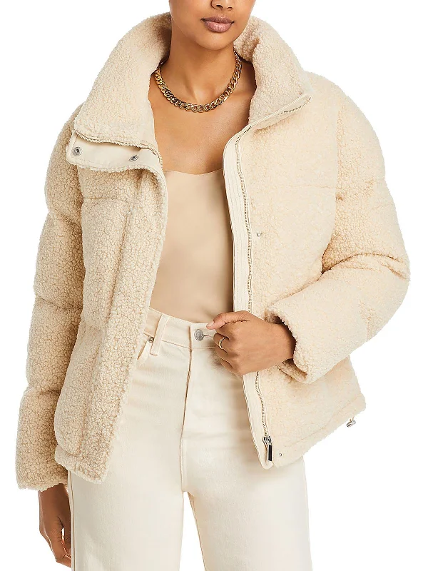 Womens Faux Shearling Heavy Puffer Jacket