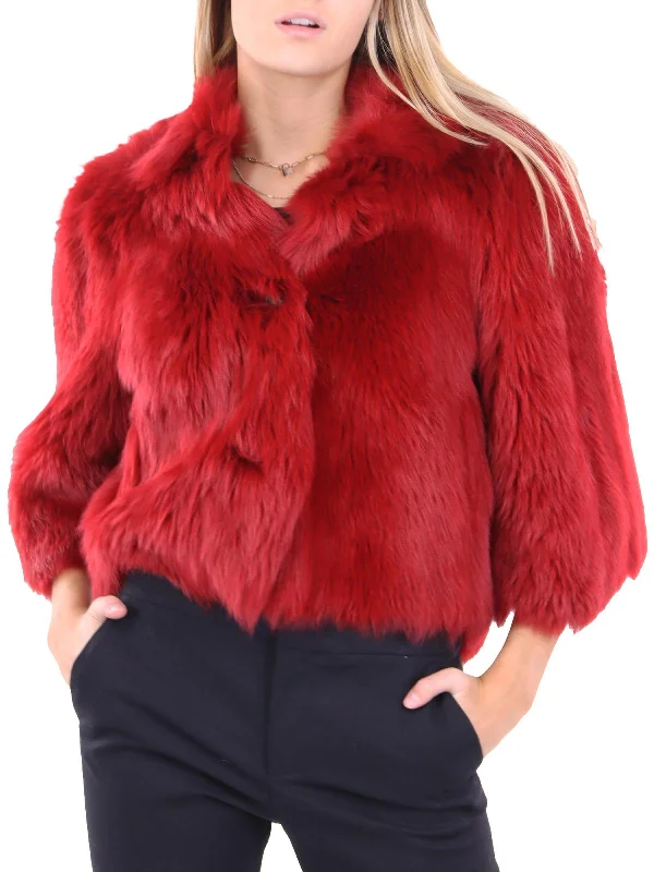 Womens Fur Reversible Cropped Jacket