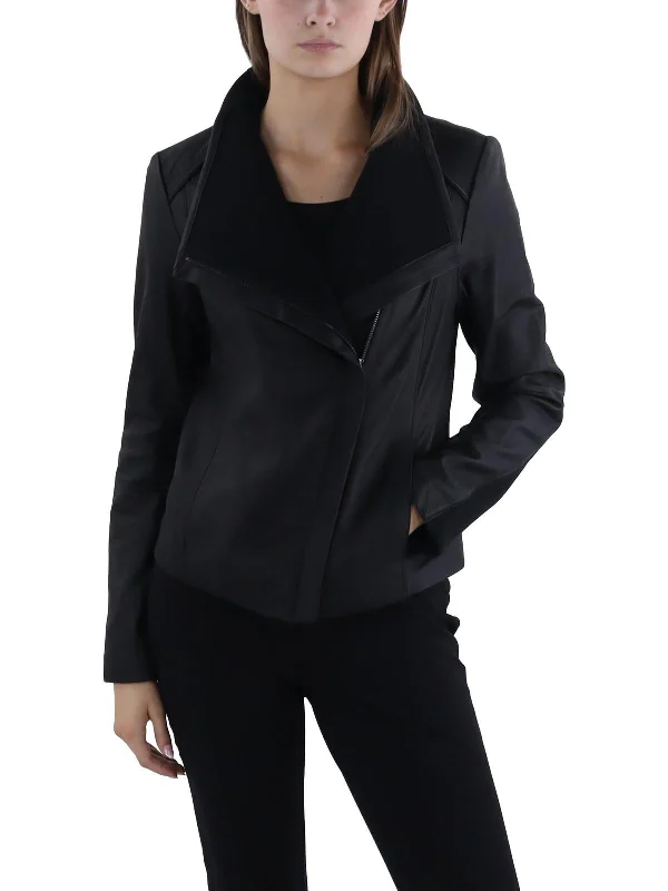 Womens Leather Asymmetric Leather Jacket