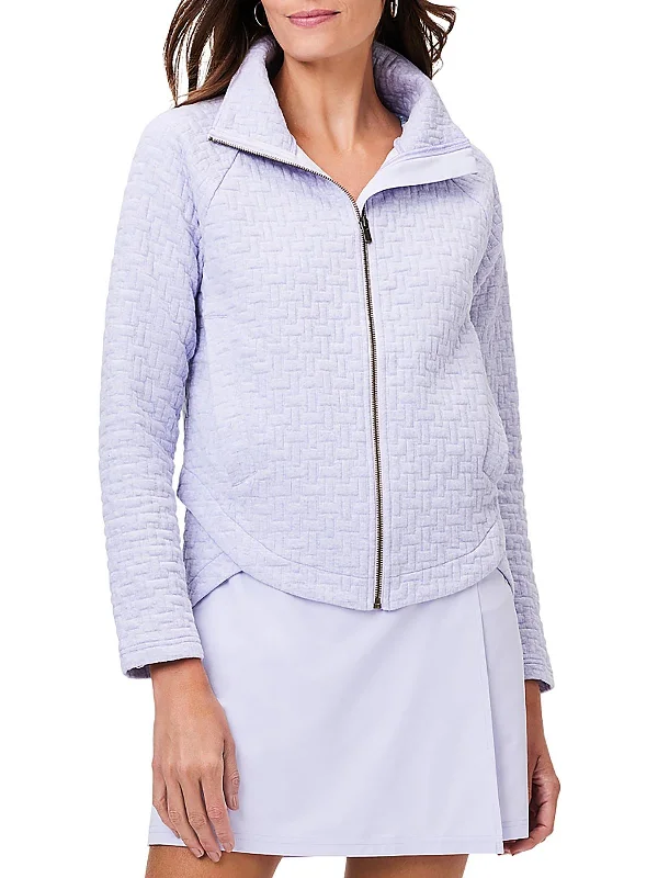 Womens Quilted Long Sleeve Fleece Jacket