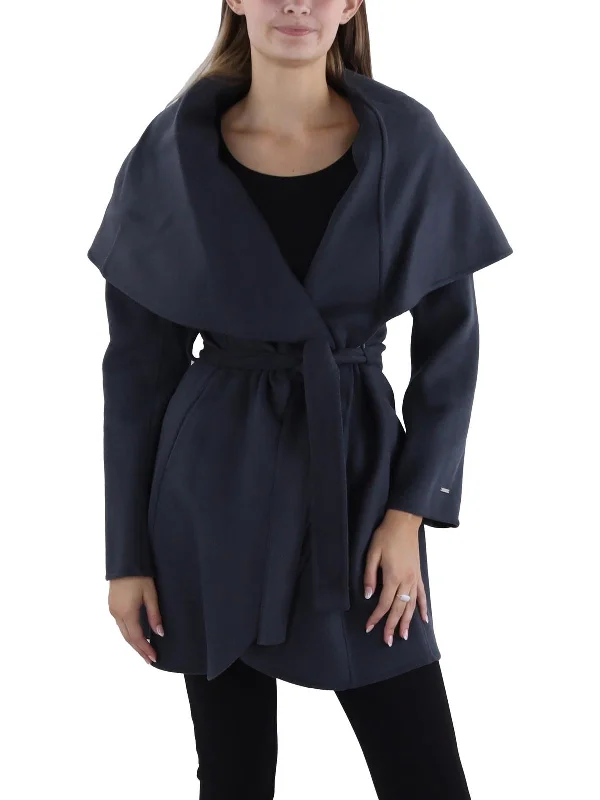 Womens Wool Blend Belted Wrap Coat