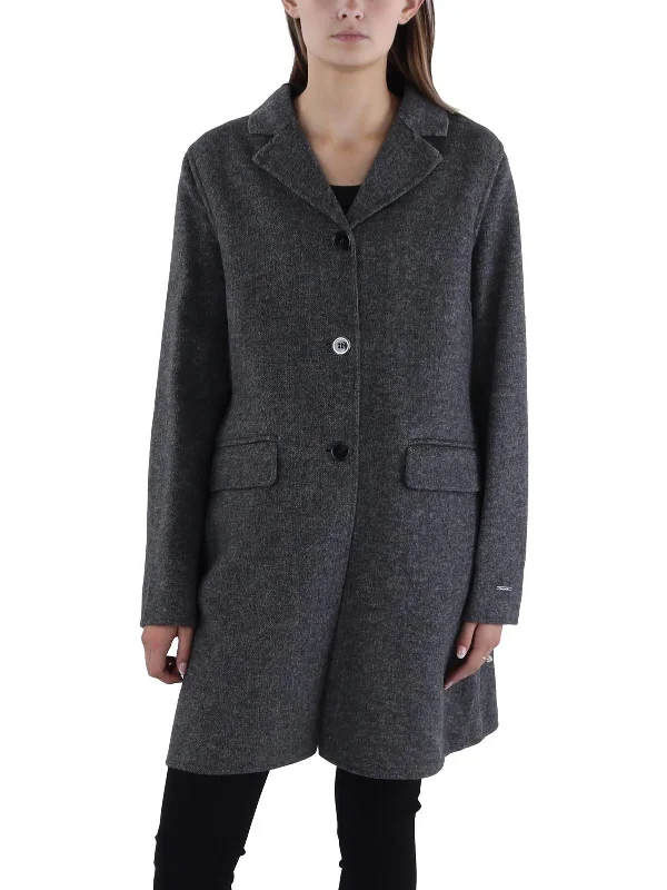 Womens Wool Blend Heathered Wool Coat