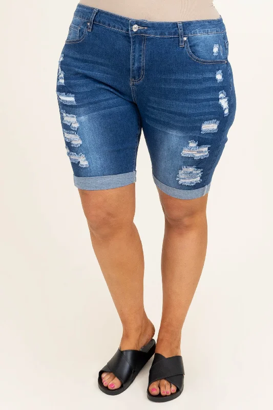 Embracing The Sun Shorts, Dark Wash