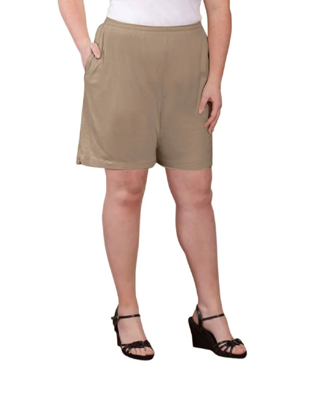 Jersey Cotton Shorts - Plus In Tan