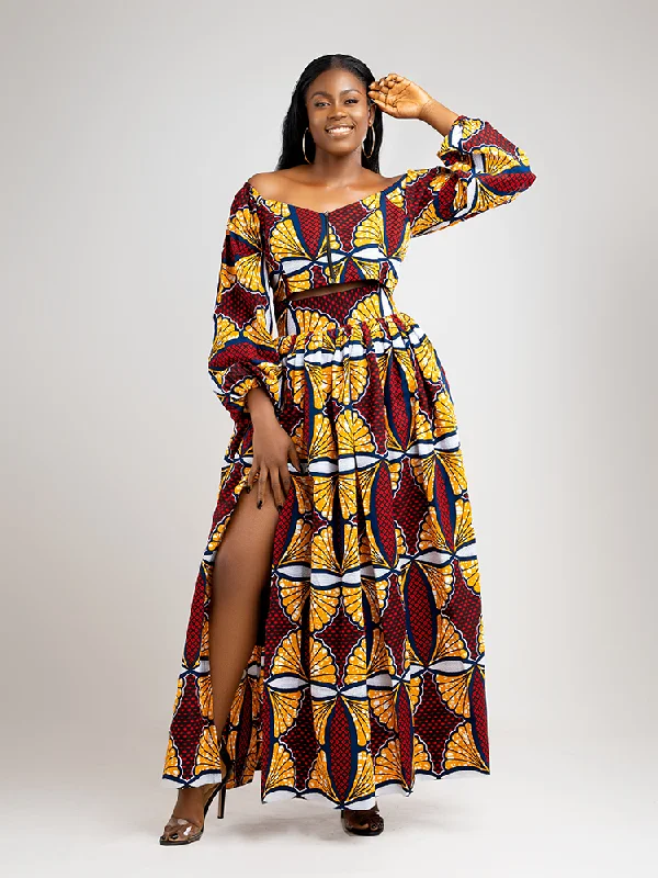 African Print Bella off Shoulder balloon sleeve top