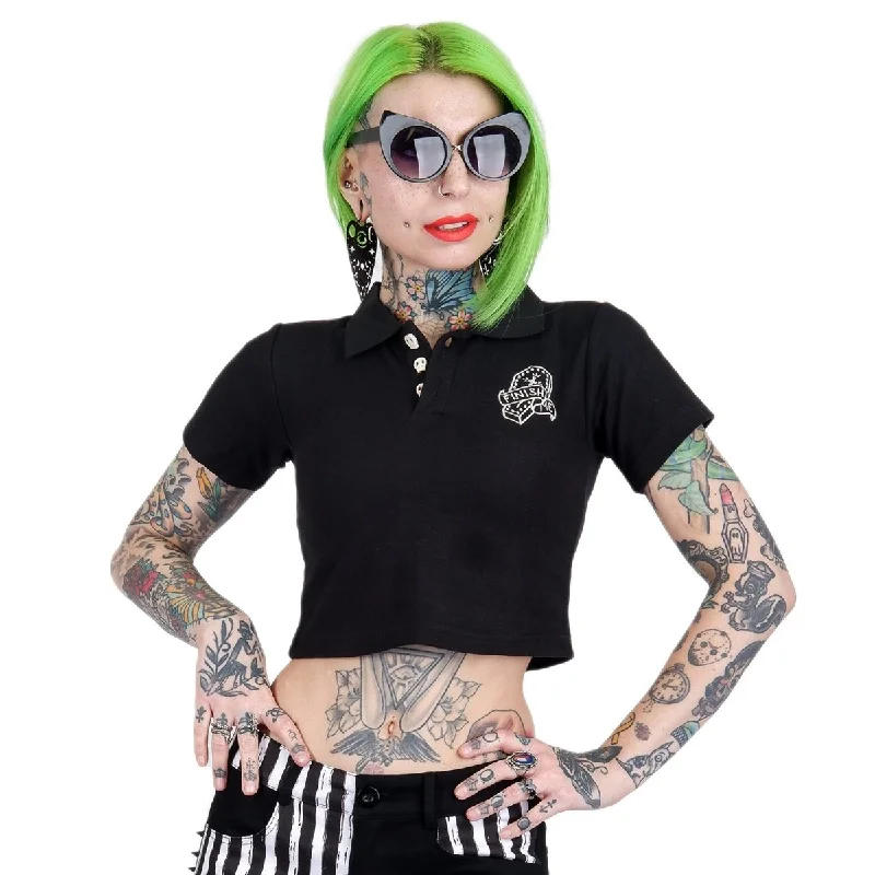 Finish Me Coffin Polo Crop Top