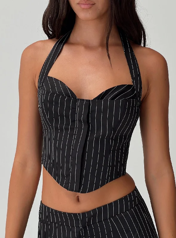 Kimia Top Black / White Pinstripe