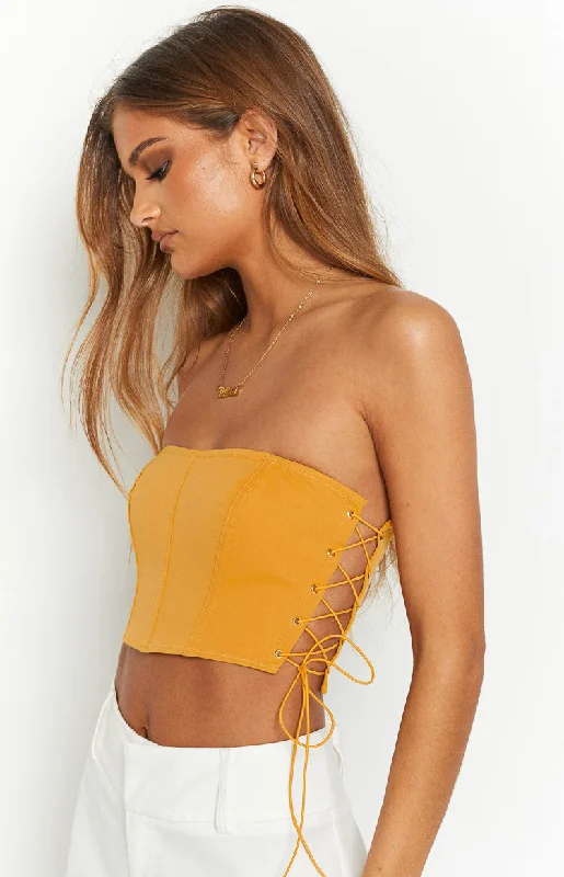 Serendipity Yellow Strapless Corset Top