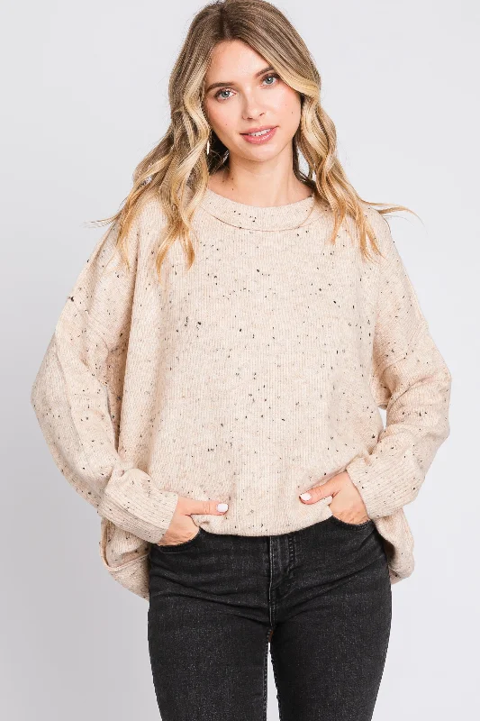 Beige Speckled Knit Sweater