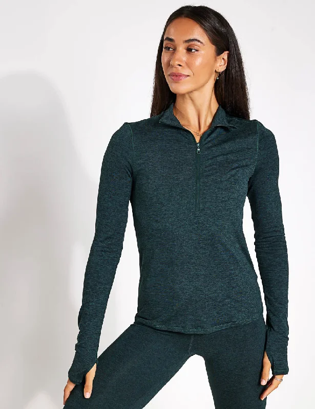 ReSet Mock Neck Half Zip - Moss Heather