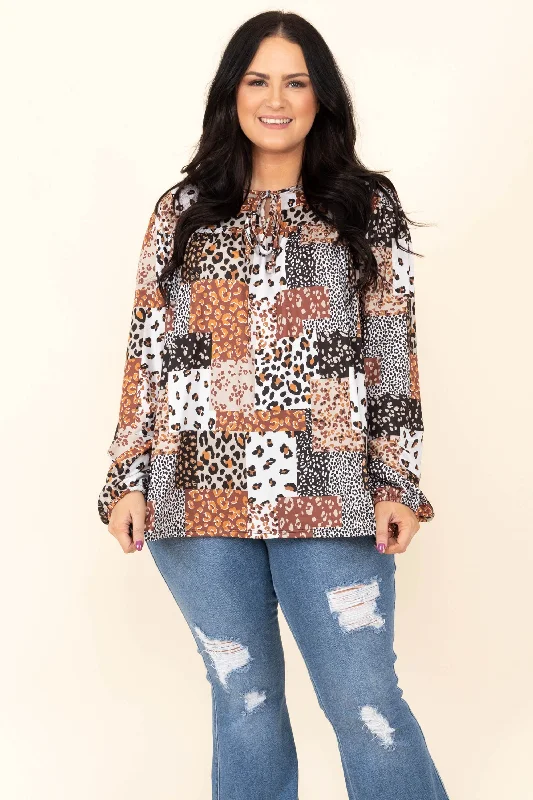 Safari Dreams Top, Caramel/Black/Ivory