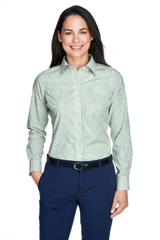 Devon & Jones Womens Crown Woven Collection Wrinkle Resistant Long Sleeve Button Down Shirt - Dill Green