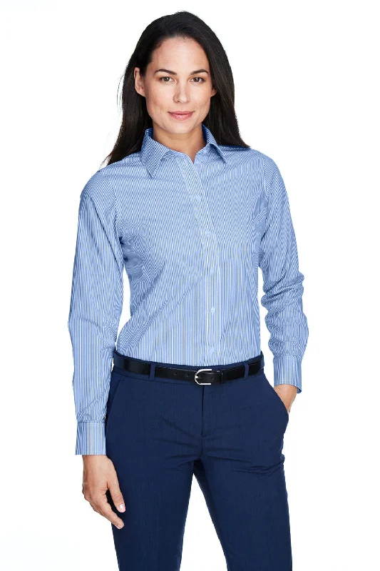 Devon & Jones Womens Crown Woven Collection Wrinkle Resistant Long Sleeve Button Down Shirt - French Blue