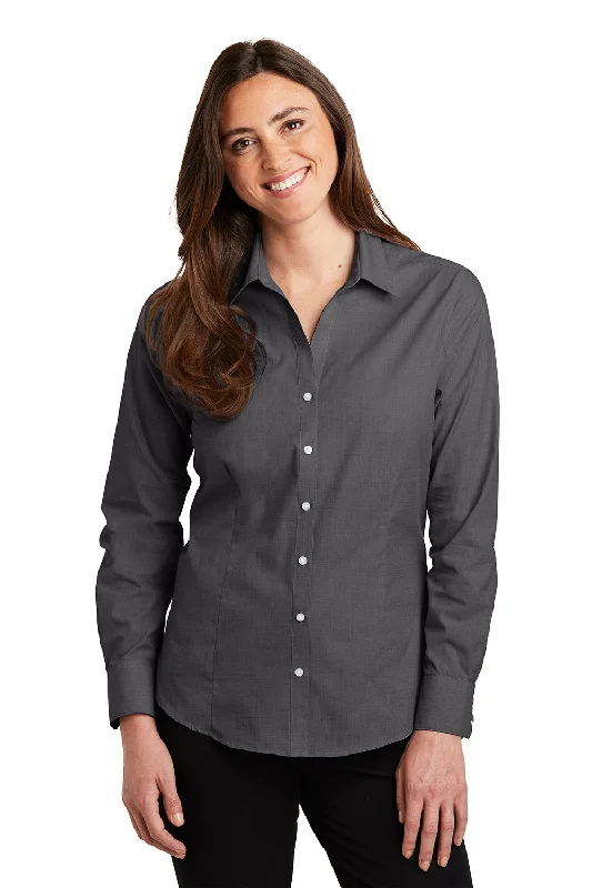 Port Authority Womens Easy Care Wrinkle Resistant Long Sleeve Button Down Shirt - Soft Black