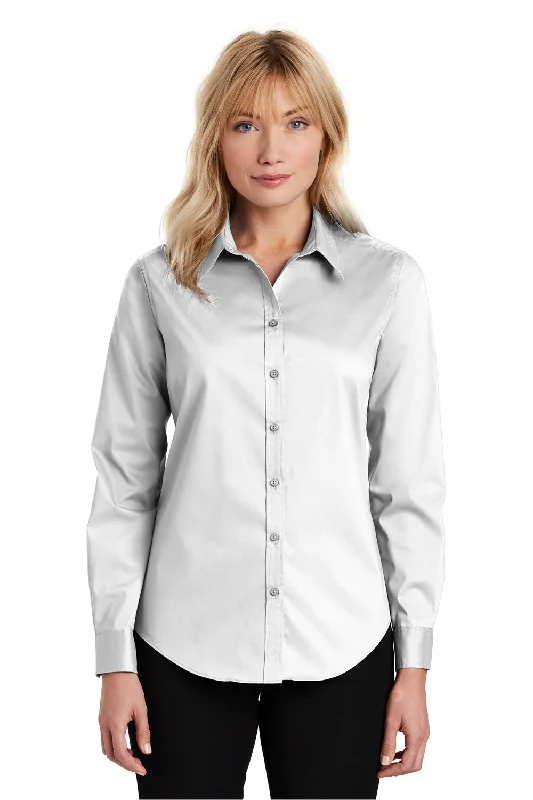 Port Authority Womens Long Sleeve Button Down Shirt - White - Closeout