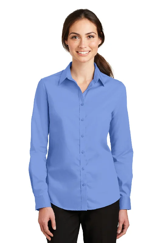 Port Authority Womens SuperPro Wrinkle Resistant Long Sleeve Button Down Shirt - Ultramarine Blue