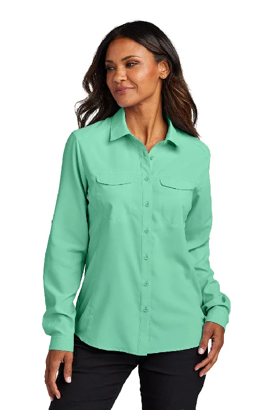 Port Authority Womens Daybreak Moisture Wicking Long Sleeve Button Down Shirt w/ Pockets - Bright Seafoam Green - New