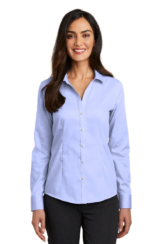 Red House Womens Pinpoint Oxford Wrinkle Resistant Long Sleeve Button Down Shirt - Blue - Closeout